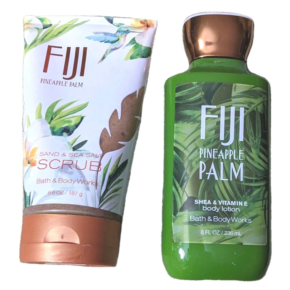 Bath & Body Works Fiji Pineapple Palm 2 PC Lotion And Sand Sea Salt‎ Scrub Pair